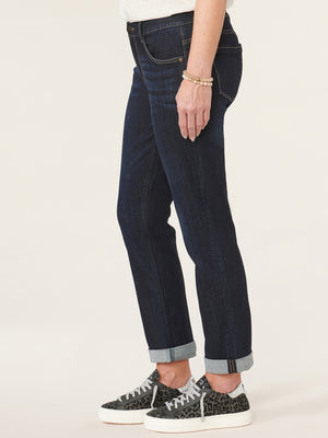 "Ab"solution Mid Rise Indigo Denim Girlfriend Jeans