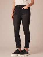 "Ab"solution High Rise Petite Black Denim Three D Whiskering Skinny Jeans