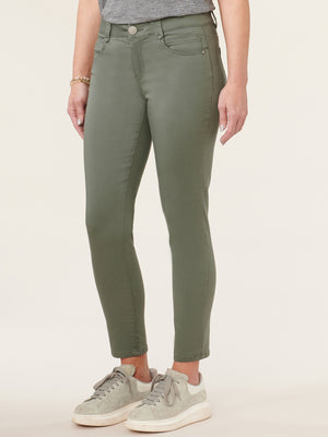 "Ab"solution Booty Lift Ankle Length Stretch Colored Jeggings thyme green skinny jeans