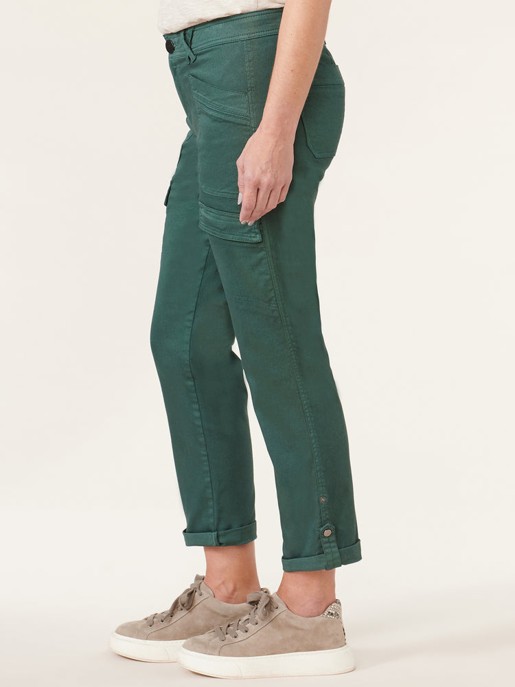 Dusty Spruce Green Ab"solution High Rise Roll Cuff Petite Utility Pant