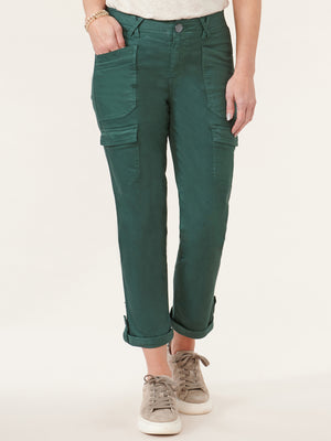 Dusty Spruce Green Ab"solution High Rise Roll Cuff Petite Utility Pant