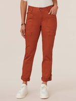 "Ab"solution High Rise Roll Cuff Cargo Pocket Utility ginger spice orange Colored Pants 