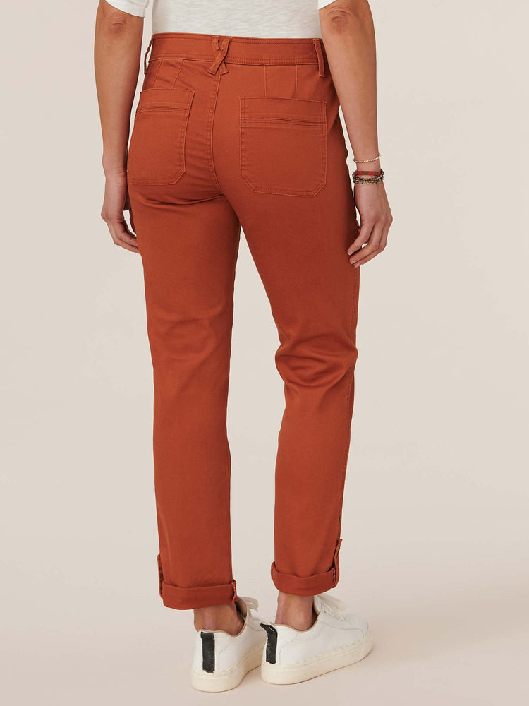 
            
                Load image into Gallery viewer, &amp;quot;Ab&amp;quot;solution High Rise Roll Cuff Cargo Pocket Utility ginger spice orange Colored Pants 
            
        