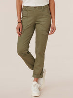 "Ab"solution High Rise Roll Cuff Cargo Pocket Utility Lily Pad Olive Colored Pants
