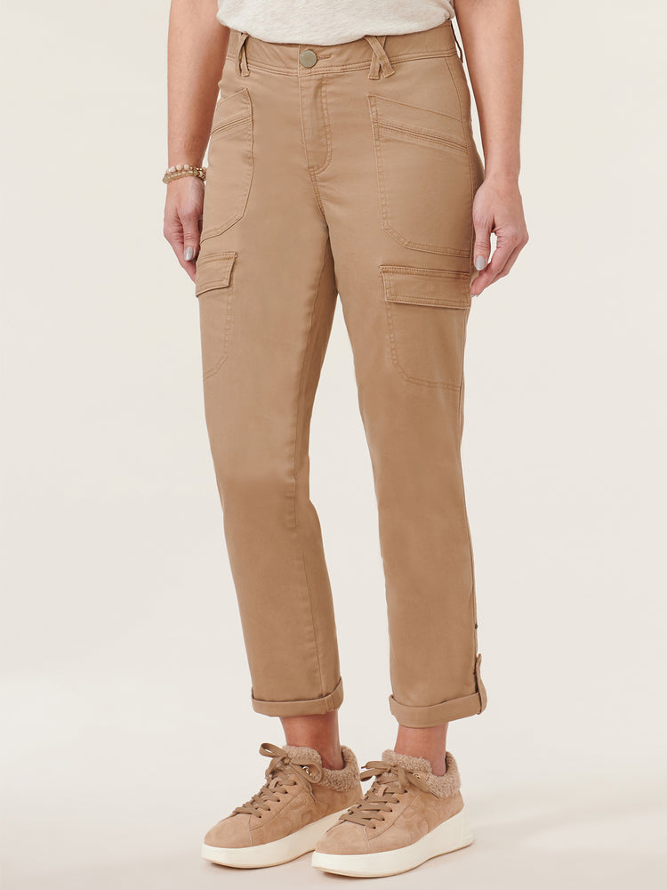 Peanut Butter Tan Ab"solution High Rise Roll Cuff Petite Utility Pant