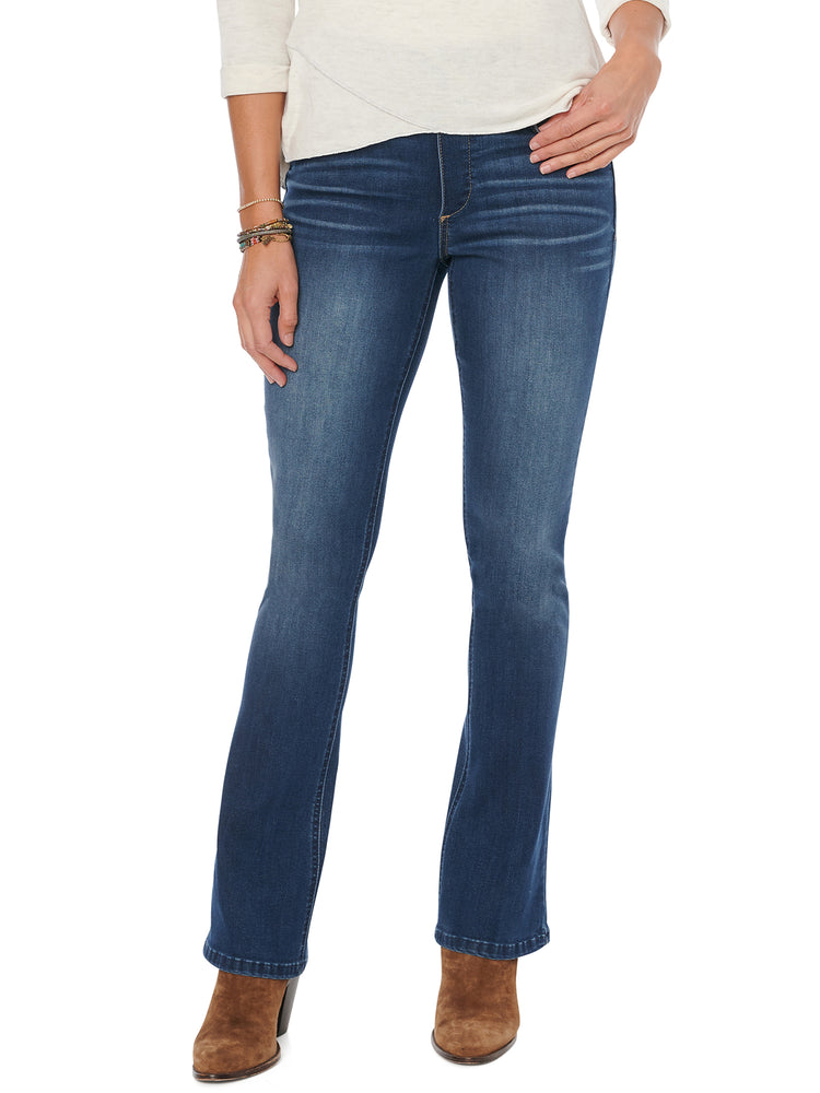 
            
                Load image into Gallery viewer, 34&amp;quot; Inseam long Blue Denim Absolution High Rise Itty Bitty Boot Glider Jeans
            
        