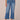 Blue Denim Absolution High Rise Button Fly Porkchop Front Pocket Raw Flare Hem Pulled String Petite Jeans