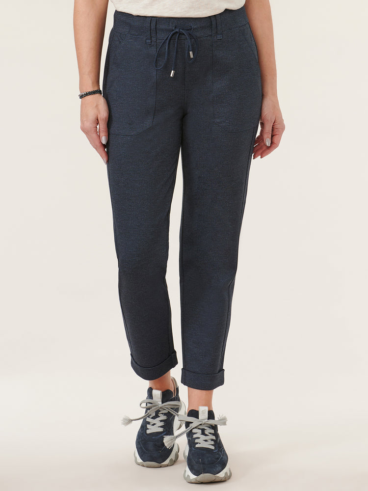 
            
                Load image into Gallery viewer, Indigo High Rise Patch Pocket Utility Roll Cuff Self Tie Pant
            
        