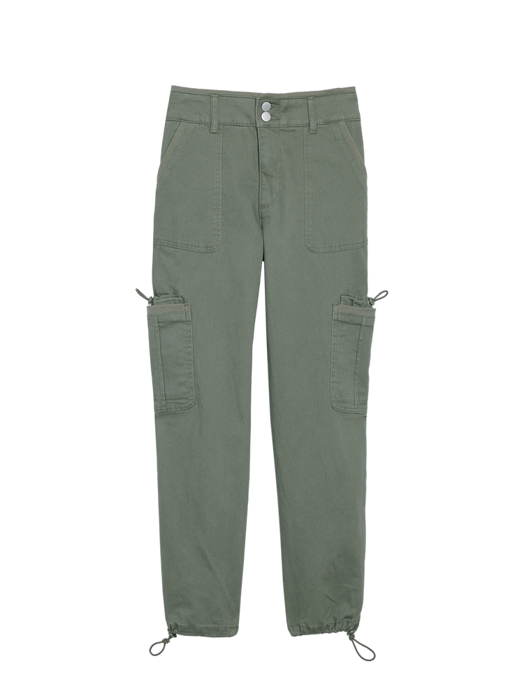 
            
                Load image into Gallery viewer, Dusty Olive &amp;quot;Ab&amp;quot;solution Skyrise Double Patch Pocket Drawstring Hem Chino Pant
            
        