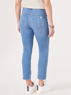 "Ab"solution Blue High Rise Slim Straight Cutout Hem Jeans