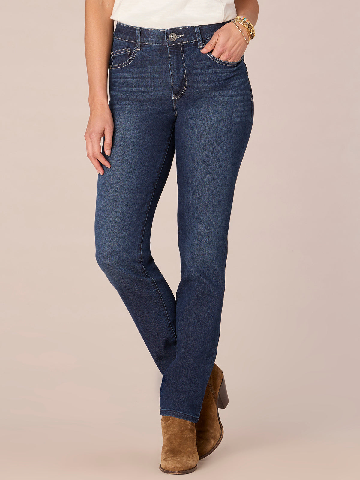 "Ab"solution® Petite High Rise Straight Leg Jeans