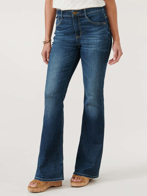 
            
                Load image into Gallery viewer, Indigo Denim &amp;quot;Ab&amp;quot;solution High Rise Out There Flare 34&amp;quot; Long Inseam Jeans
            
        