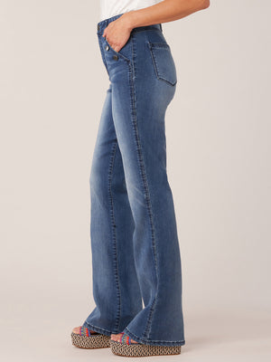 34 Inch Inseam Long Blue Absolution Skyrise Long Flare Jean