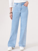 Blue Skyrise "Ab"solution Double Side Seam Wide Leg Tall Jeans