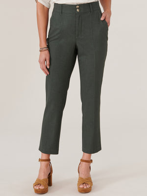 
            
                Load image into Gallery viewer, Midnight Olive Absolution Skyrise Double Button Front Seams Angled Pocket Petite Trouser
            
        