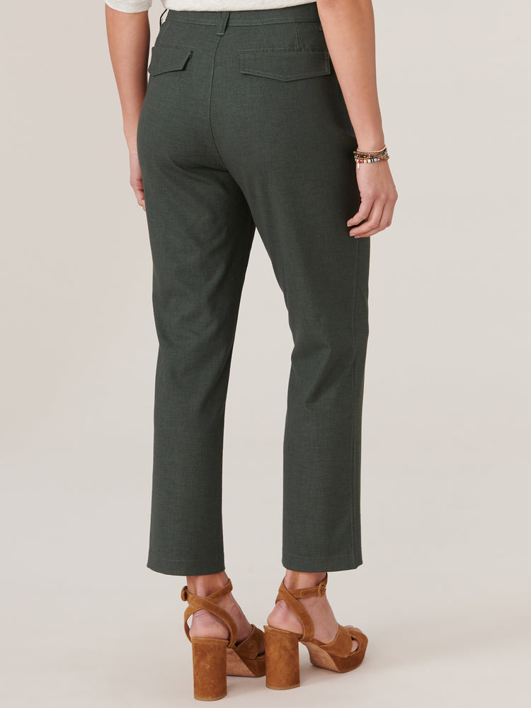 
            
                Load image into Gallery viewer, Midnight Olive Absolution Skyrise Double Button Front Seams Angled Pocket Trouser
            
        