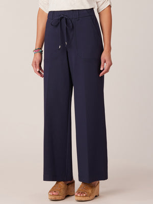 Navy "Ab"leisure High Rise Patch Pocket Utility Wide Leg Pant