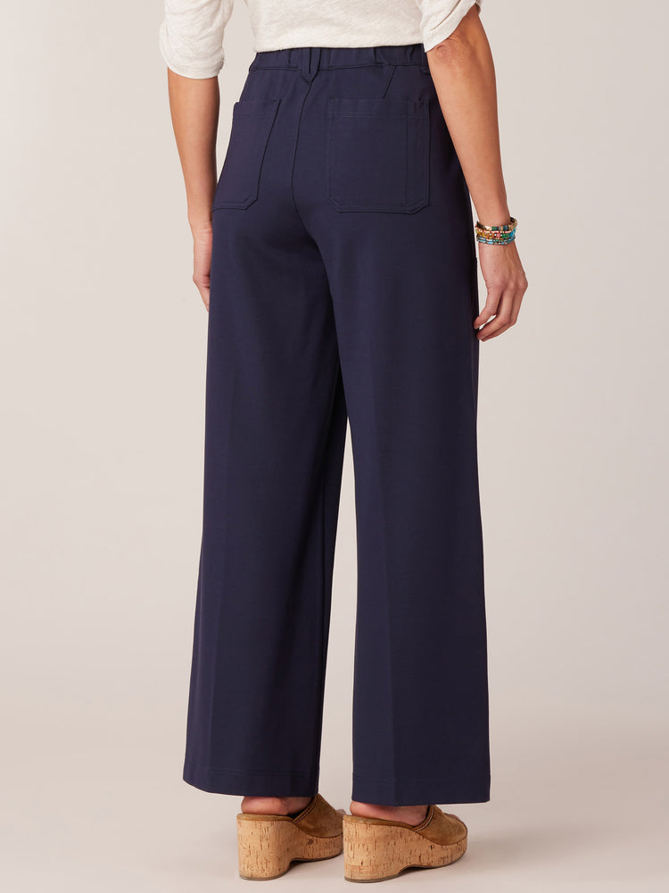 Navy "Ab"leisure High Rise Patch Pocket Utility Wide Leg Petite Pant