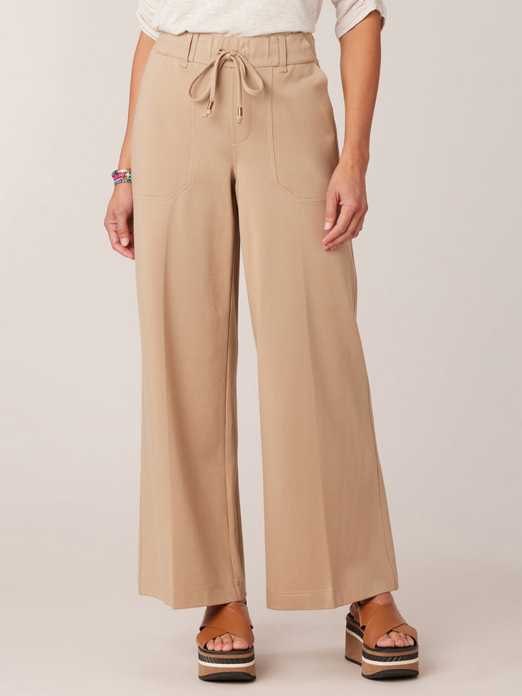 "Ab"leisure High Rise Patch Pocket Utility Wide Leg with Self Tie