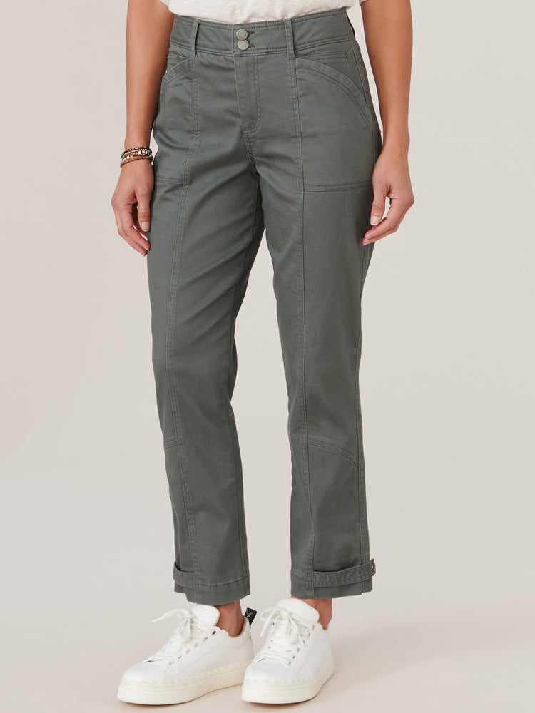Thyme "Ab"solution High Rise Tapered Utility Snap Hem Petite Pant