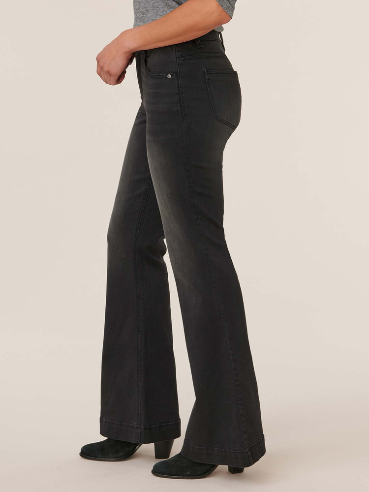 Washed Black Denim "Ab"solution High Rise Retro Flare Jeans