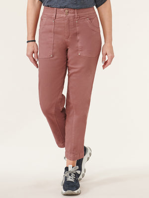 Rose Taupe "Ab"solution Double Button Skyrise Utility Pant