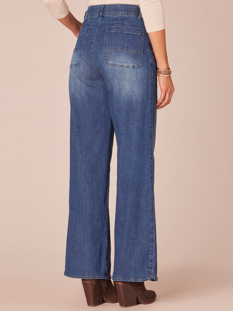 Skyrise Wide Leg Tulip Hem Denim