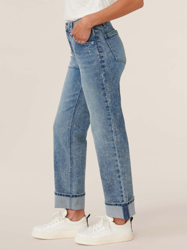 
            
                Load image into Gallery viewer, &amp;quot;Ab&amp;quot;solution High Rise Light Blue Denim Boyfriend Jean
            
        