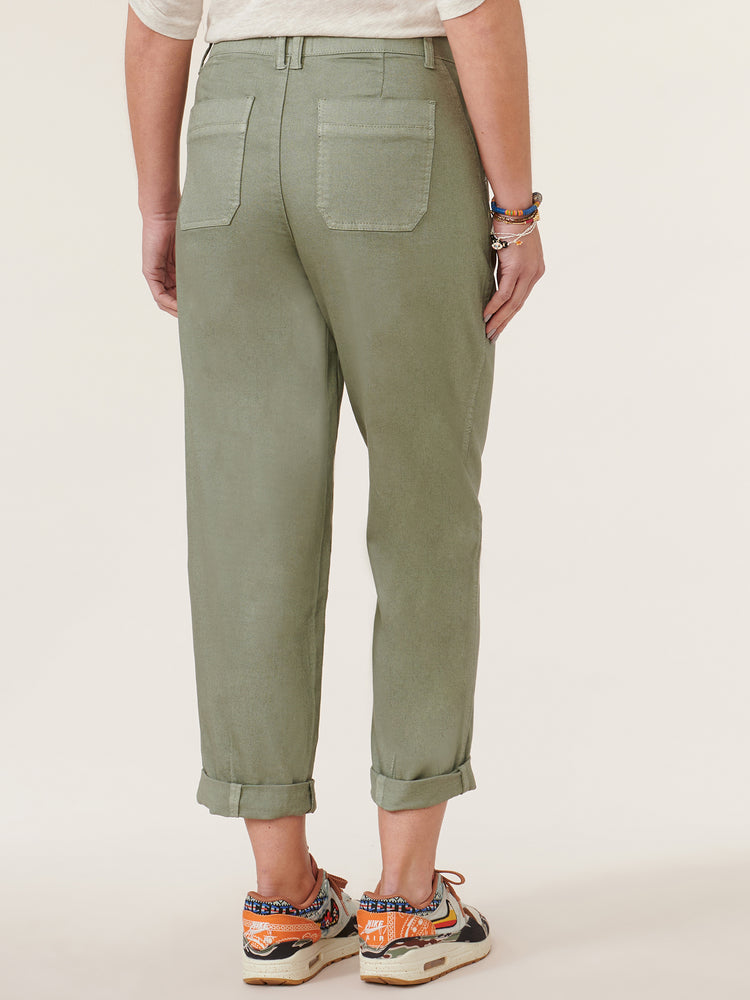 Deep Seagrass "Ab"solution Skyrise Pleat Front Tapered Utility Pants