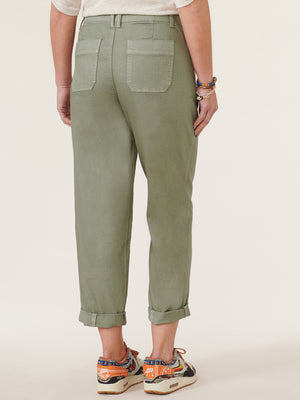 Deep Seagrass "Ab"solution Skyrise Pleat Front Tapered Utility Pants