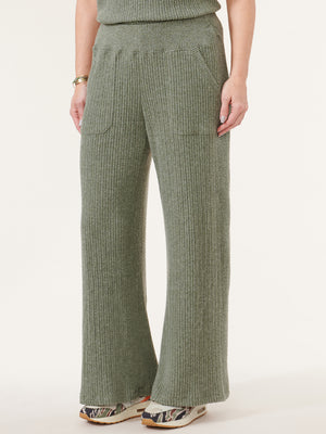 
            
                Load image into Gallery viewer, Heather Olive High Rise Straight Leg Mixed Media Lounge Pant
            
        