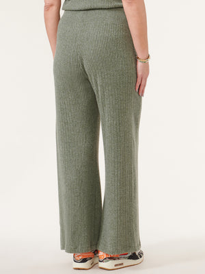 
            
                Load image into Gallery viewer, Heather Olive High Rise Straight Leg Mixed Media Lounge Pant
            
        