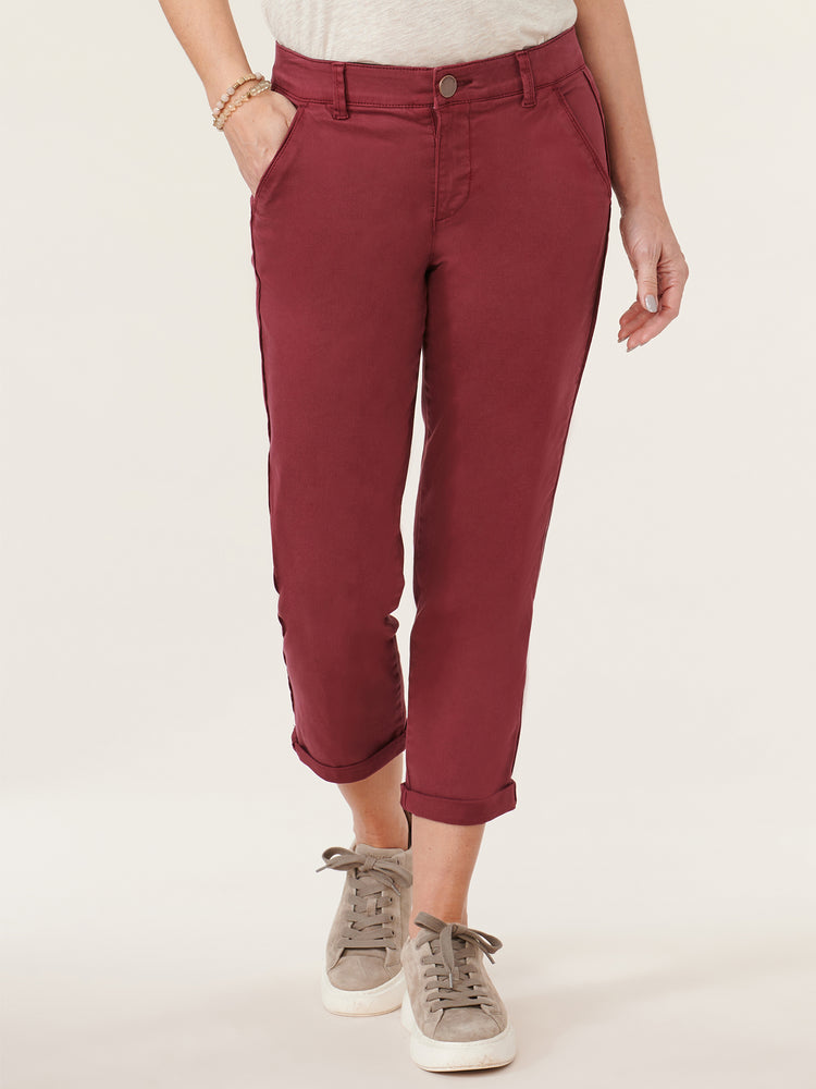 Absolution Burgundy Red High Rise Roll Cuff Chino Trouser