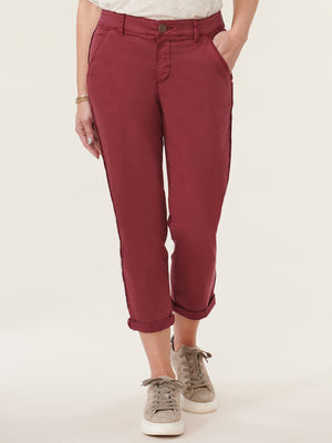 Absolution Burgundy Red High Rise Roll Cuff Chino Trouser