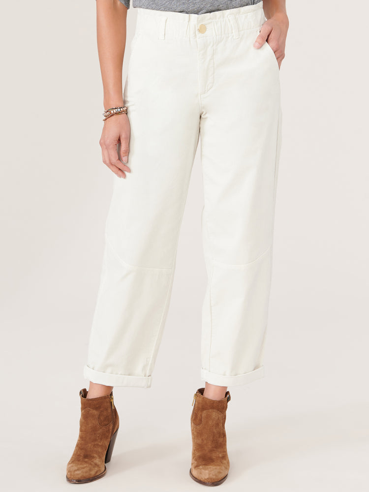 Pale Stone Skyrise Paperbag Waist Roll Cuff Pant