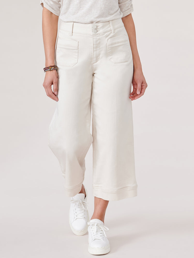 "Ab"solution Blanched Almond High Rise Patch Pocket Crop Pant