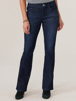 Indigo Denim "Ab"solution Mid-Rise Itty Bitty Boot Double Side Seam Jeans