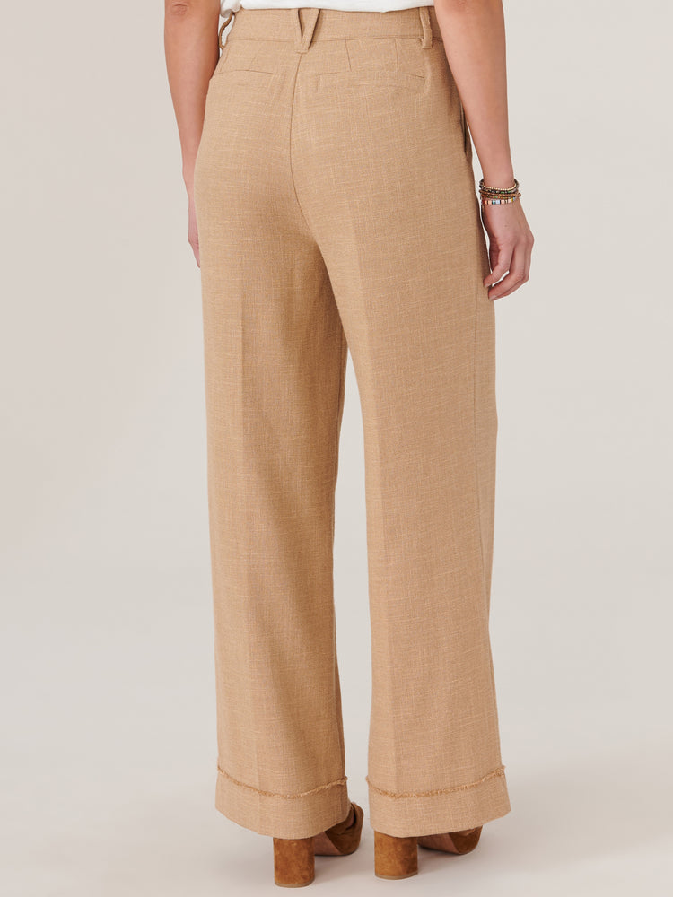 Straw "Ab"solution Skyrise Pintuck Angled Pocket Wide Leg Reverse Fray Trouser