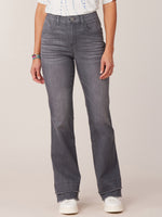 Grey Artisanal Denim Absolution High Rise Itty Bitty More Boot Double Fray Hem Jeans
