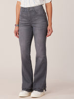 Grey Artisanal Denim Absolution High Rise Itty Bitty More Boot Double Fray Hem Jeans