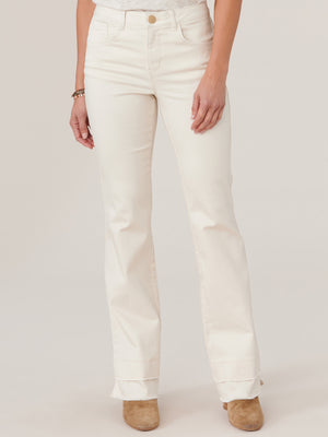 Blanched Almond Absolution High Rise Itty Bitty More Boot Double Fray Hem Jeans