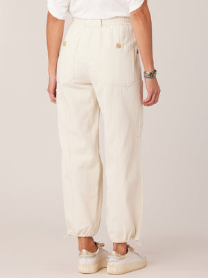 Pale Stone AbLeisure Skyrise Pull On Elastic Tie Waist Toggle Hem Patch Pocket Billowed Jogger