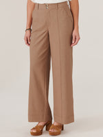 Toasted Coconut "Ab"solution Skyrise Double Button Wide Leg Front Seam Pant