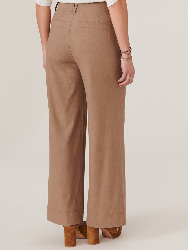 Toasted Coconut "Ab"solution Skyrise Double Button Wide Leg Front Seam Pant