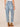 Light Blue Artisanal Denim Absolution High Rise Side Panel Roll Cuff Uneven Yoke Taper Straight Leg Jean