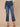 Blue Denim Absolution High Rise Center Seam Cropped Slit Hem Subtle Fading Detail Kick Flare Jean