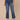 Blue Denim Absolution High Rise Center Seam Cropped Slit Hem Subtle Fading Detail Kick Flare Petite Jean
