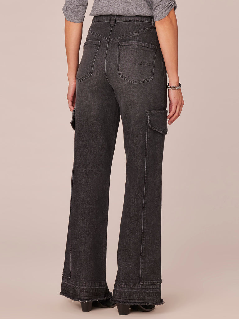 Wide-Leg Nylon Cargo Pants With Utility Pockets