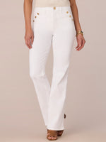 Optic White Absolution Skyrise Sailor Button Double Side Seam Itty Bitty More Bootcut Pant
