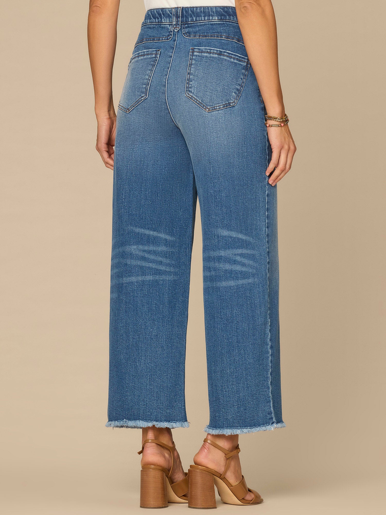 Jean Rounds “Ab”solution® Skyrise Round Up Wide Leg Boyfriend Jeans with Fray Hem ...